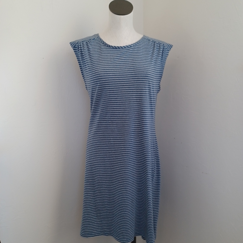 Sundance‎ Dress Blue White Striped Knit Pullover Tee Shirt Style Womens Medium - Picture 11 of 14